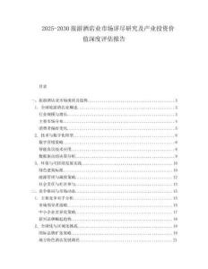 2025-2030旅游酒店業市場詳盡研究及產業投資價值深度評估報告
