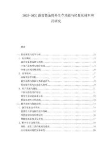 2025-2030露营装备野外生存功能与轻量化材料应用研究