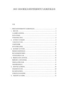2025-2030煤炭企业转型创新研究与实践经验总结
