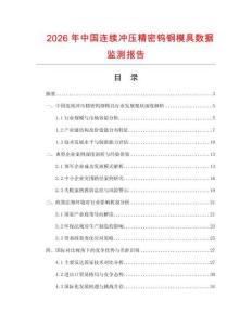 2026年中国连续冲压精密钨钢模具数据监测报告
