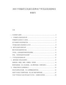 2025中国露营文化流行趋势对户外用品需求影响分析报告