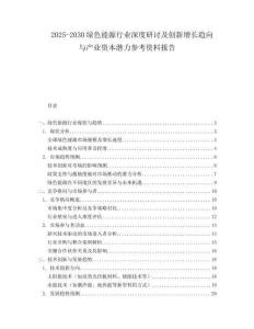 2025-2030綠色能源行業深度研討及創新增長趨向與產業資本潛力參考資料報告