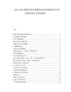 2025-2030漫畫藝術(shù)品收藏市場運營策略分析藝術(shù)投資發(fā)展方式研究報告