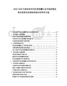 2025-2030馬來西亞環丙沙星膠囊行業市場供需態勢及投資評估規劃詳細分析研究方案
