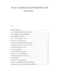 2025荷蘭高端餐飲服務業品牌升級路徑研究與投資價值分析報告