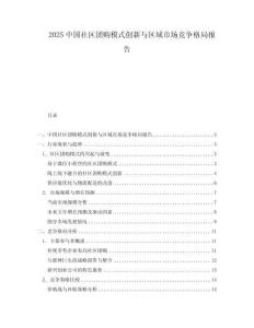 2025中國社區團購模式創新與區域市場競爭格局報告
