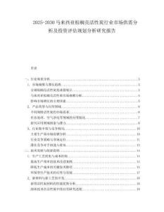 2025-2030馬來西亞棕櫚殼活性炭行業市場供需分析及投資評估規劃分析研究報告