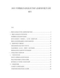 2025中國物流自動化技術升級與倉儲效率提升分析報告