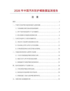 2026年中國汽車防護(hù)蠟數(shù)據(jù)監(jiān)測報告