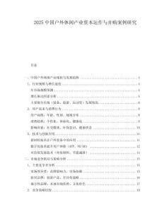 2025中國戶外休閑產業資本運作與并購案例研究