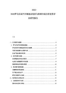 2025-2030羅馬尼亞汽車制造業現狀與歐洲市場分析投資評估研究報告