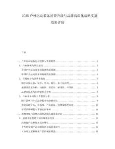 2025戶外運(yùn)動裝備消費(fèi)升級與品牌高端化戰(zhàn)略實(shí)施效果評估