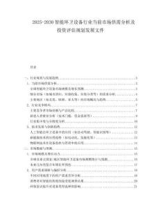 2025-2030智能環衛設備行業當前市場供需分析及投資評估規劃發展文件