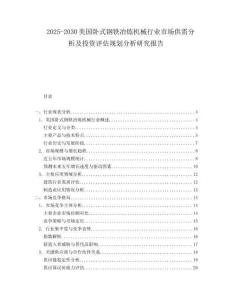 2025-2030美國臥式鋼鐵冶煉機械行業(yè)市場供需分析及投資評估規(guī)劃分析研究報告