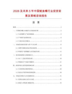 2026及未來(lái)5年中國(guó)魷魚(yú)嘴行業(yè)投資前景及策略咨詢報(bào)告