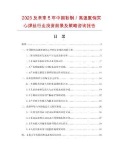 2026及未來(lái)5年中國(guó)軟鋼／高強(qiáng)度鋼實(shí)心焊絲行業(yè)投資前景及策略咨詢報(bào)告