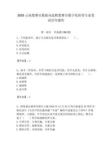 2025云南楚雄市數據局選聘楚雄市數字化轉型專家筆試歷年題庫及答案解析（奪冠）