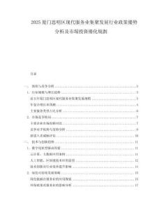 2025廈門思明區現代服務業集聚發展行業政策優勢分析及市場投資優化規劃