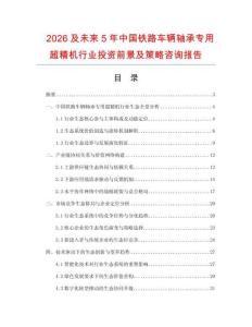 2026及未來5年中國鐵路車輛軸承專用超精機行業投資前景及策略咨詢報告