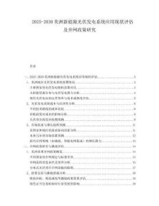 2025-2030美洲新能源光伏发电系统应用现状评估及并网政策研究