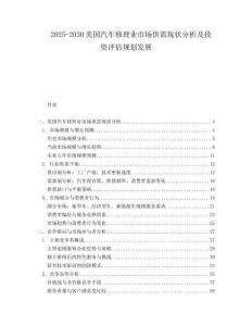 2025-2030美國汽車修理業市場供需現狀分析及投資評估規劃發展