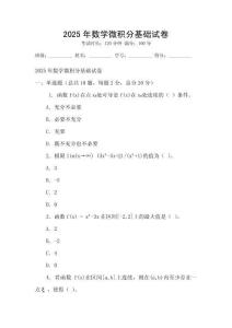 2025年數學微積分基礎試卷