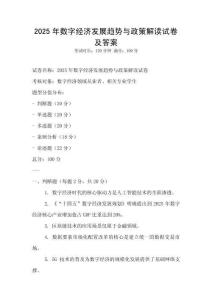2025年數(shù)字經(jīng)濟(jì)發(fā)展趨勢(shì)與政策解讀試卷及答案
