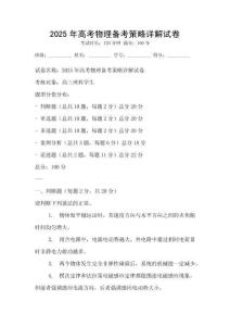2025年高考物理備考策略詳解試卷