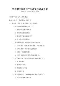 中國數(shù)字經(jīng)濟與產(chǎn)業(yè)政策考試及答案