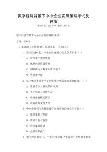 數字經濟背景下中小企業發展策略考試及答案