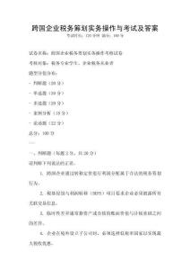 跨國企業(yè)稅務(wù)籌劃實(shí)務(wù)操作與考試及答案