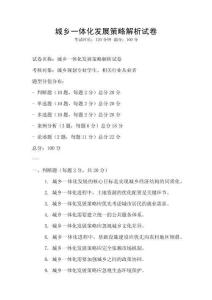 城鄉(xiāng)一體化發(fā)展策略解析試卷