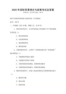 2025年國際貿易理論與政策考試及答案