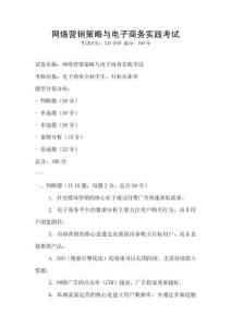 網絡營銷策略與電子商務實踐考試