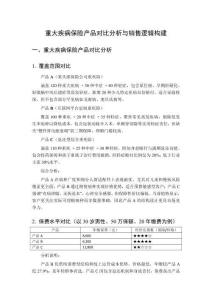 重大疾病保險產品對比分析與銷售邏輯構建