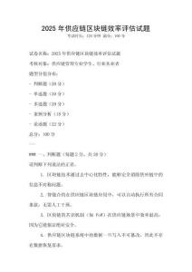 2025年供應鏈區塊鏈效率評估試題