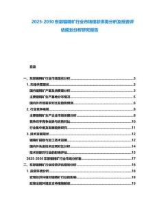 2025-2030東部鉬精礦行業市場現狀供需分析及投資評估規劃分析研究報告
