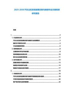 2025-2030汽車主機系統故障診斷與維修作業方案檢修研究報告