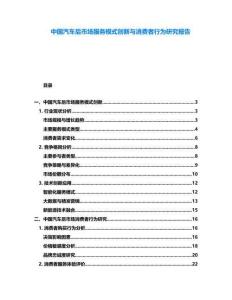 中國汽車后市場服務模式創新與消費者行為研究報告