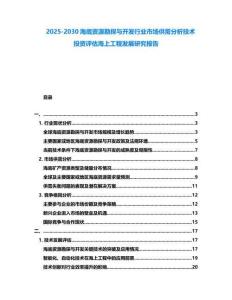 2025-2030海底資源勘探與開發行業市場供需分析技術投資評估海上工程發展研究報告