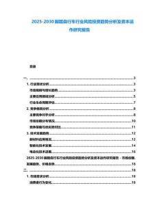 2025-2030脚踏自行车行业风险投资趋势分析及资本运作研究报告