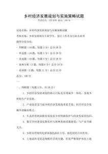 鄉村經濟發展規劃與實施策略試題