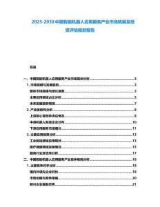 2025-2030中國智能機器人應(yīng)用服務(wù)產(chǎn)業(yè)市場拓展及投資評估規(guī)劃報告