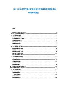 2025-2030空氣凈化行業創業公司生存狀況與孵化平臺作用分析報告