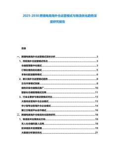 2025-2030跨境電商海外倉運營模式與物流優化趨勢深度研究報告