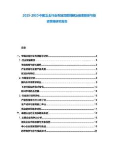 2025-2030中國冶金行業市場深度調研及投資前景與投資策略研究報告