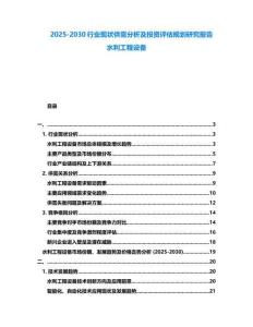 2025-2030行業現狀供需分析及投資評估規劃研究報告水利工程設備