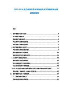2025-2030醫療健康行業環境深度分析及發展策略與投資規劃報告