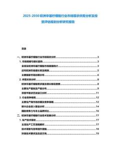 2025-2030歐洲辛基檸檬酸行業市場現狀供需分析及投資評估規劃分析研究報告