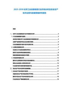 2025-2030化學工業設備制造行業市場分析及安全生產技術應用與發展策略研究報告